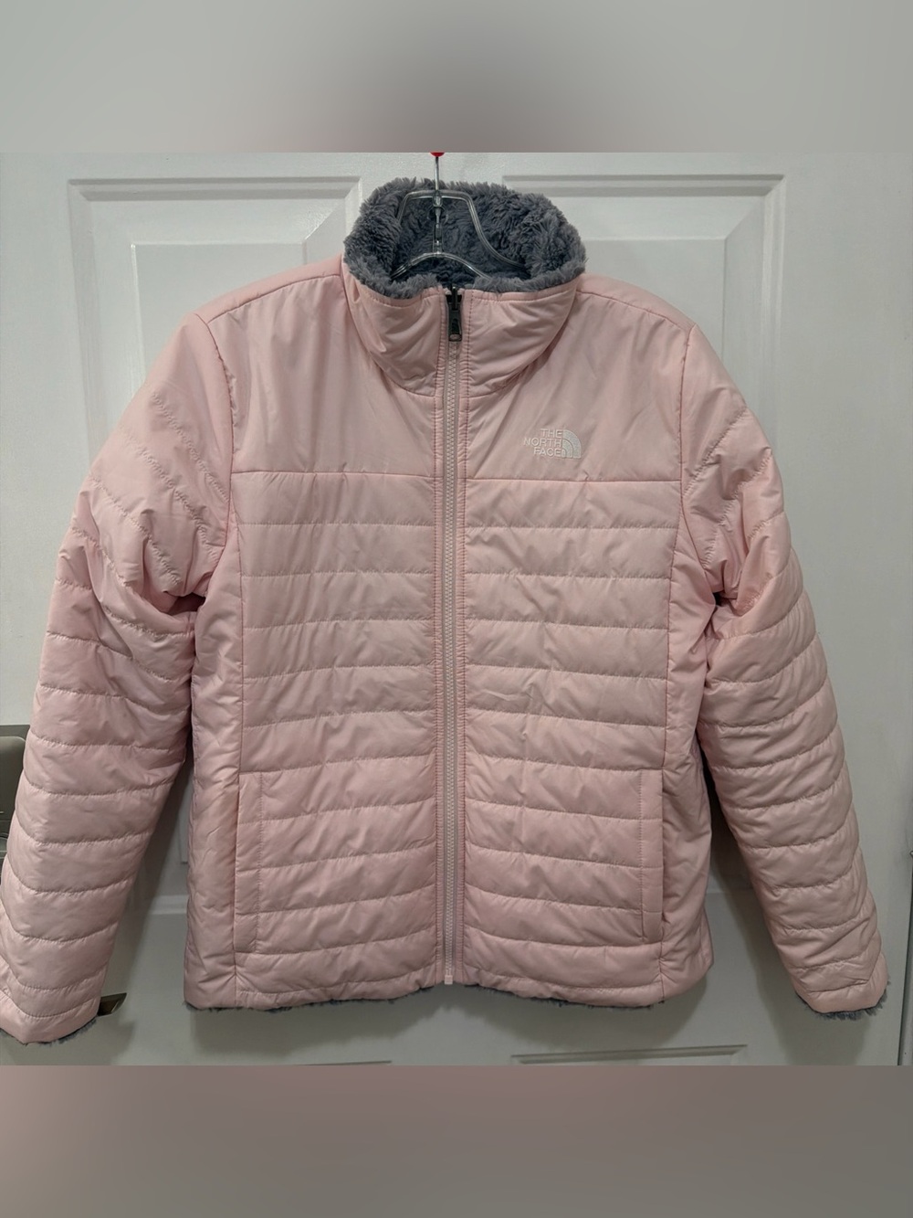 The North Face Girl's Mossbud Swirl Reversible Jacket Teal Sz XL 18